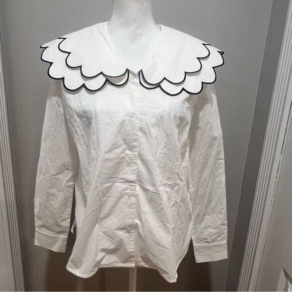 NWT English Factory button down white oversized blouse size small women's - Picture 3 of 11